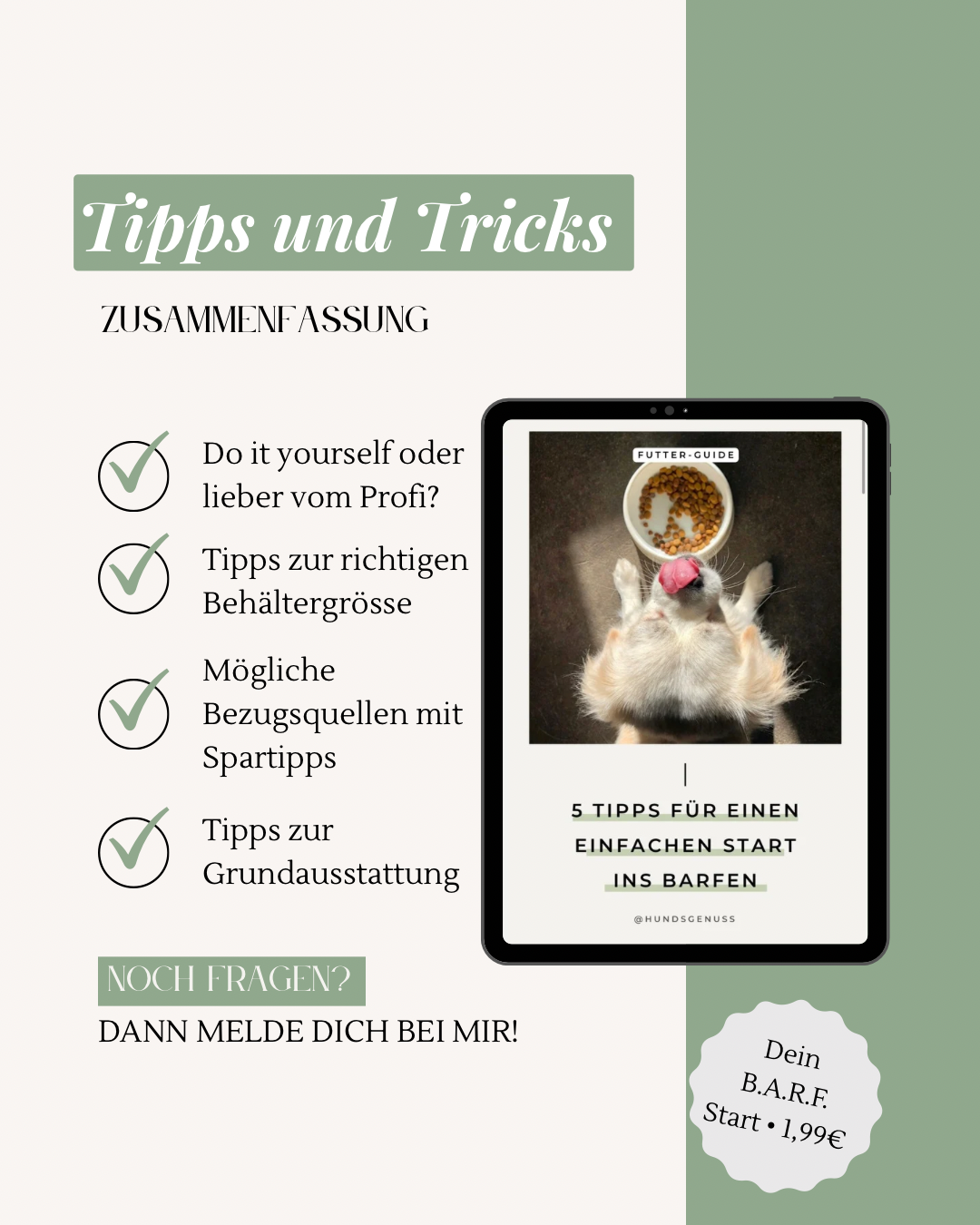 BARF Starter Guide für Hunde – übersichtlicher PDF-Guide für einen einfachen Einstieg in die Frischfütterung